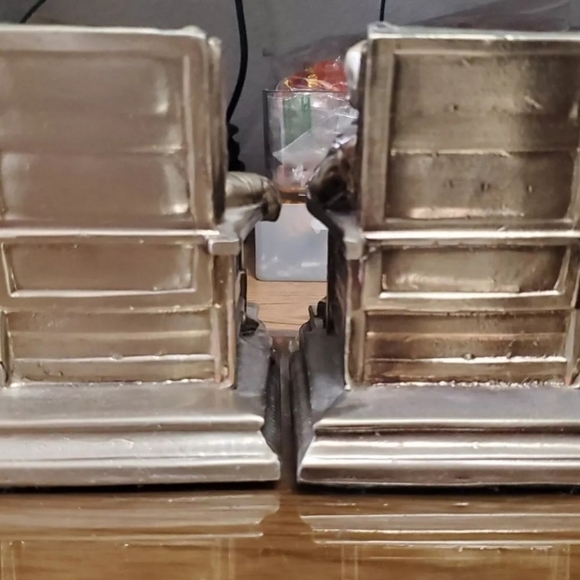 Vtg Cast Metal Bookends Philadelphia Manufacturing Thinking Scholar Book End Set - Picture 6 of 12